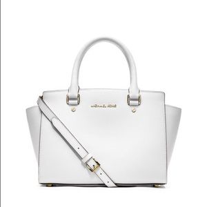Michael Kors Selma Medium Satchel in Optic White